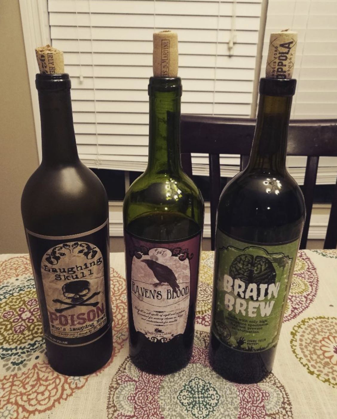 12-pk Funny Halloween Wine Bottle Label Stickers Beer Soda Drinks Spooky, Scary