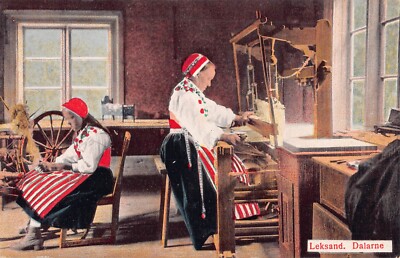 POSTKARTE - SCHWEDEN - LEKSAND - DALARNE - DAMEN WEBEN - WEBSTÜHLE