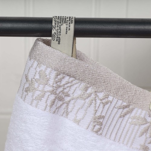Wisteria Cotton Bath Towel Set with Floral Embroidered Jacquard Border Set of 2 - Picture 68 of 86