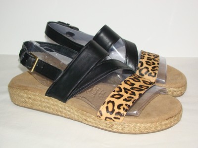 leopard and black sandals