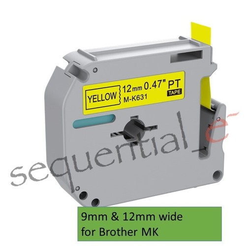 Compatible MK-621 M-K621 MK621 BLACK on YELLOW 9mm x 8m for MK BROTHER P-TOUCH - Picture 10 of 21