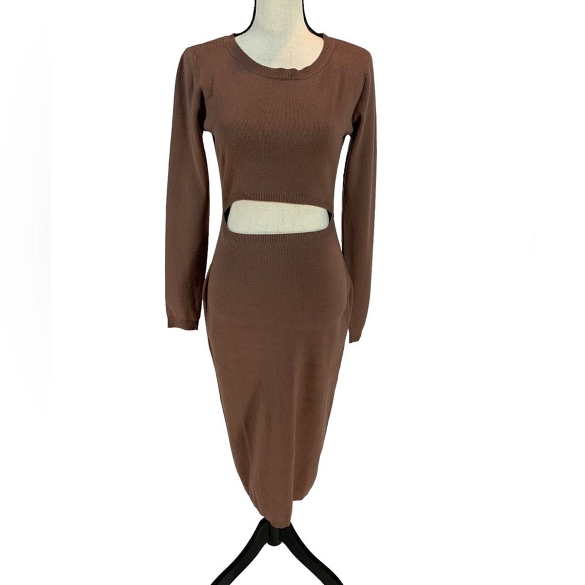 Vici Long Sleeve Cut Out Bodycon Maxi Sweater Dress - Cocoa Brown - size Medium | eBay Vici Long Sleeve Cut Out Bodycon Maxi Sweater Dress - Cocoa Brown - size Medium | eBay