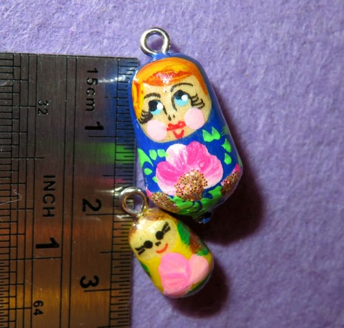 Matryoshka Charms Beads Hand made ASSORTED lot 10 RUSSIAN DOLL Bracelet earrings - Picture 7 of 10