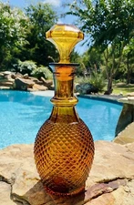 Vintage Vista Alegre Bicos 12" Amber Wine Decanter-Handmade Portugal since 1901