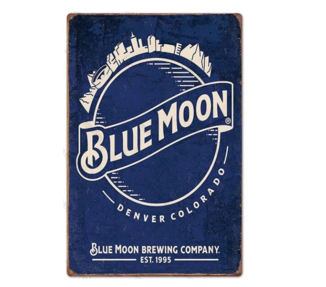 Blue Moon Metal Sign Beer Man Cave