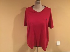 Polo by Ralph Lauren Single Stitch V-Neck Red Wine T-Shirt Pony Logo Size Large
