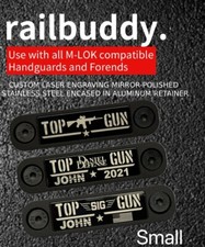 custom Rail Cover. laser engraving black Stainless Steel M-Lok Top Gun design
