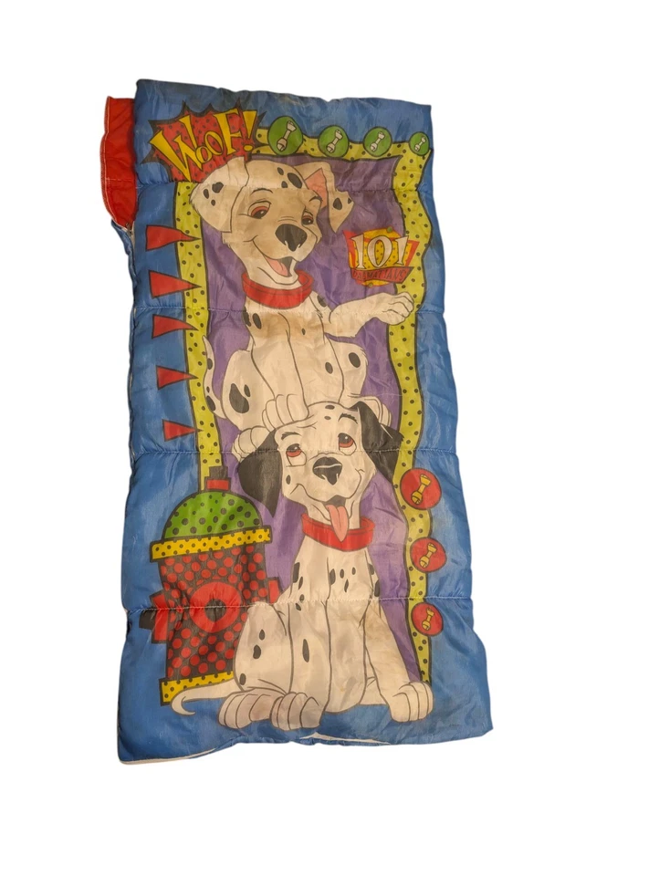 Disney 101 Dálmatas Niño Saco de Dormir Vintage Años 90 EE. UU. 30" X 57" 2 Caras Foto 3 de 4