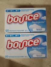 2 Boxes Bounce Free & Gentle Fabric Softener Dryer Sheets 120Ct Each
