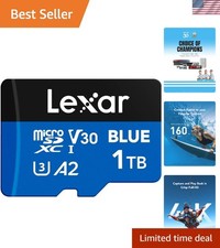 1TB Blue Micro SD Card Up to 160MB/s, microSDXC UHS-I Memory Card with SD Ada...