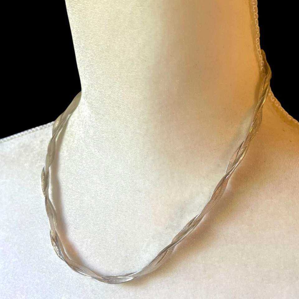 Colar de corrente Itália 925 esterlina trançada espinha de peixe plana 7 mm de largura, 18" ~ 21,1 g - Imagem 4 de 4