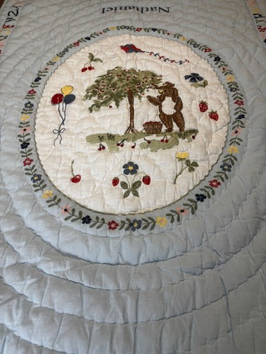 Pottery Barn Kids Riley Sheehey Bears Baby Quilt-Mono -“Nathaniel”-READ - Afbeelding 2 van 6