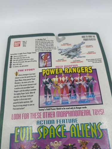 1994 Bandai Mighty Morphin Power Rangers Auto Morphin Green Ranger Tommy Sealed - Picture 6 of 6