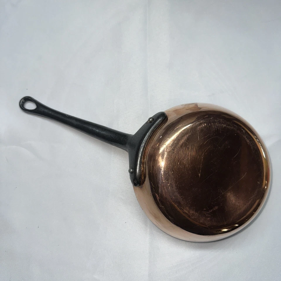 Vintage Baumalu made in France Copper 6.5" Saute Pan 7" Iron Handle Nice Pot #80 - Изображение 2 из 4