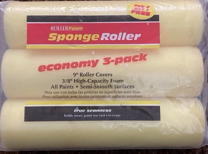 Quali-Tech 9FM038-3PK. "Almohadillas de rodillo de pintura de esponja estándar amarillas. Cubiertas de rodillos de 9""" Foto 3 de 3