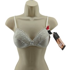 Vintage Maidenform Sweet Nothings White Satin Embroidered WireFree BRa 34A