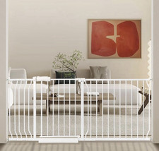 Extra Wide Pressure-Mounted Walk-Through Doorway Gate, White 57.5-62.2"