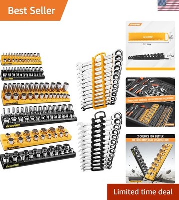 Space-Saving 8-Piece Magnetic Socket & Wrench Holder Set - Strong & Durable