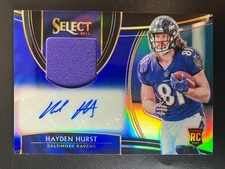 2018 Select Hayden Hurst Rookie Memorabilia RC Jersey Blue Prizm Auto #/35