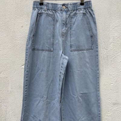 Kiabi Denim Jeans Mens 28 x 28 Light Blue Faded Paperbag Waist Barrel Leg Cargo