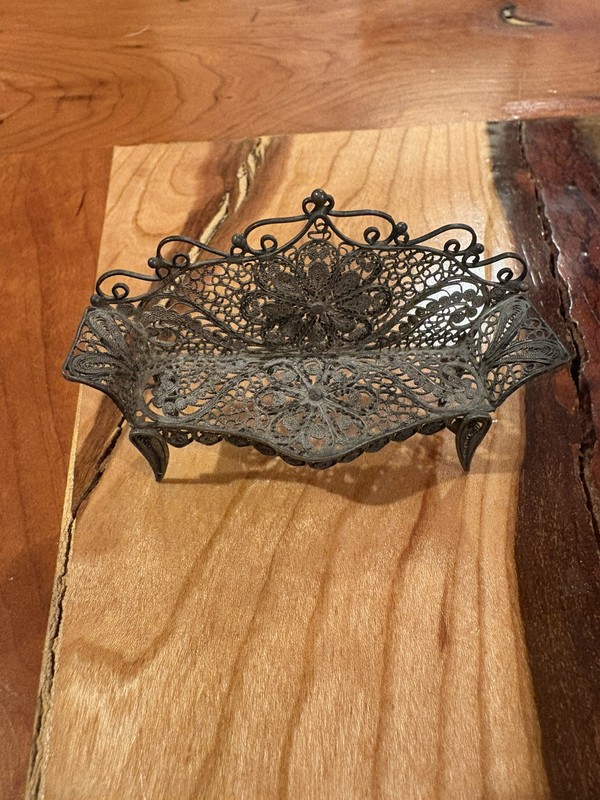 Vintage Miniature Filigree Silver Dollhouse Couch