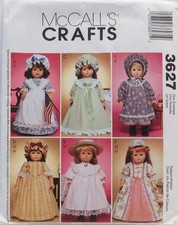 McCall's 3627 Retro vintage style clothing pattern for 18" girl dolls, uncut