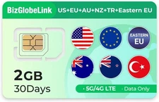 International Data SIM Card for Travel - USA & Europe & Australia & New... 