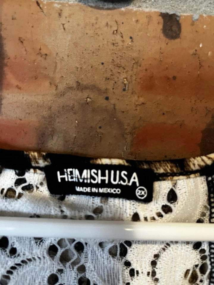 Heimish USA Women’s Brown Animal Print Lace Tunic Size:2X no material tag - Image 2 of 4