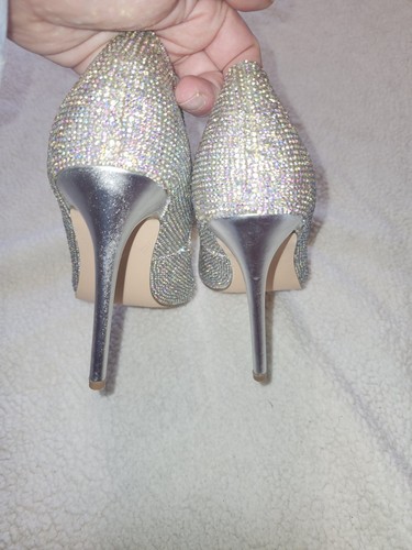 Steve Madden Jewel Altisha Pointed Toe Stiletto Wedding High Heel Silver Size 9  - Picture 3 of 5