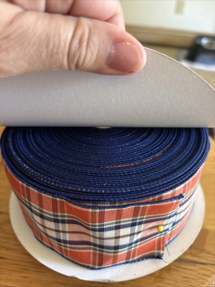 Fall Plaid . Blue, White , And Burnt Orange 2 1/2 48 Yards - Image 3 of 3