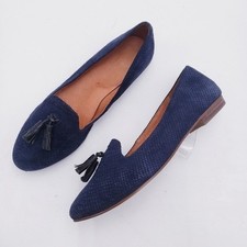 Madewell Leather Tassel Teddy Loafer in Navy Python Embossed Slip On Size 8.5