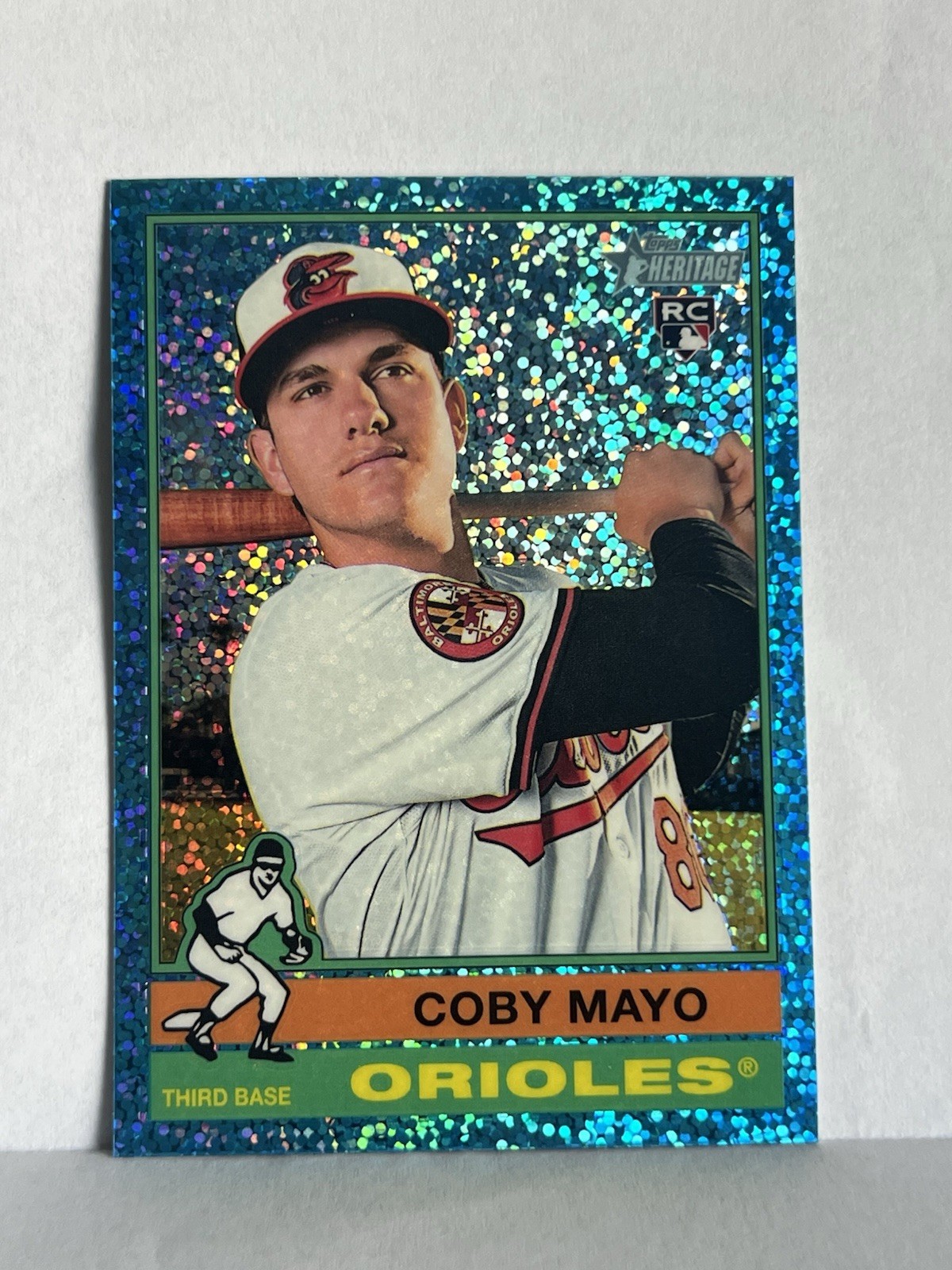 2025 Topps Heritage - Coby Mayo #340 Chrome Aqua Sparkle Refractor (RC)