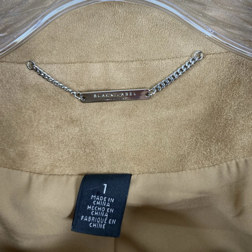 Chaqueta Chico's Talla 1 M 8/10 Bronceado Blazer Moto Snap Frontal Imitación Gamuza Elastizada Forrada Foto 3 de 4