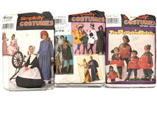 Simplicity Costume Sewing Patterns Lot of 3 Halloween Pumpkin Pilgrim Dress Cave