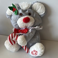 Puffalump Christmas Mouse Fisher Price 12" Plush Gray Candy Cane 1987 8016