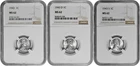 1943 P D S 1C Lincoln Steel Wheat Cent NGC Graded MS 62 Three Coin Lot