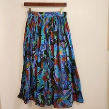 Vintage Broomstick Maxi Skirt Sz. Med OVERSIZED Floral Tropical by Bravo India