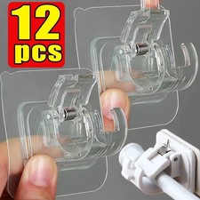 Self Adhesive Curtain Rod Brackets No Drill Wall Hook Rail Holder Clips