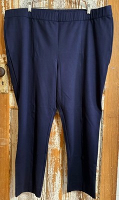 Colleen Lopez Skinny Ponte W/ Power Mesh Panel Pants - Navy - Size 3X (24W-26W)