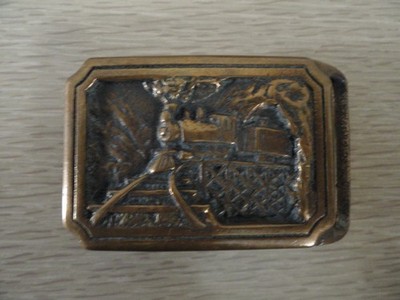 T.E. Express Train Solid Brass Vintage 1975 Belt Buckle by Tech Ether Guild Inc.