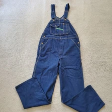 Key Bib Overalls Mens 34x32 Blue Authentic Fit Carpenter Chore Rancher Farmer