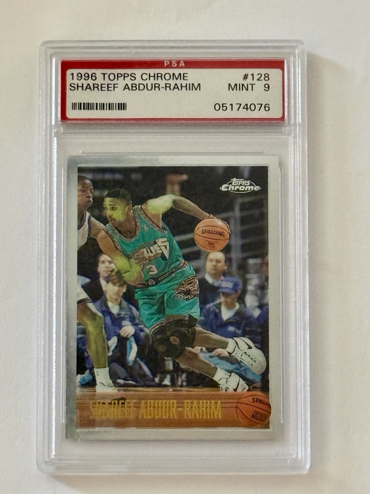 1996-97 Topps Chrome SHAREEF ABDUR-RAHIM Rookie REFRACTOR RC #128 PSA 9 Mint!