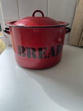 Vintage Enamel Bread Bin In Red 12” X 8” Just Out Of The Loft