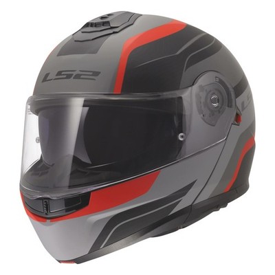 LS2 FF908 STROBE II MONZA Modular Helmet Black Grey Red