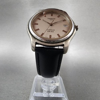 Tissot PR50 Watch Men 35mm Gray Dial Titanium Date Round J176/276K