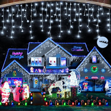 Christmas Lights Outdoor , 400LED 33FT LED Icicle Lights 8 Modes 75 Drops Fairy