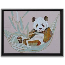 Panda in Hammock Canvas Wall Art, Cute Animal Decor for Kids Room, Serene Vibe