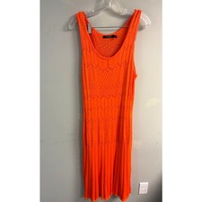 Lauren Ralph Lauren Orange Pointelle Knit A-Line Dress Lined Sleeveless XL