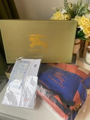 Burberry Scarf – Red Blue Striped Brand New in Gift Box UK