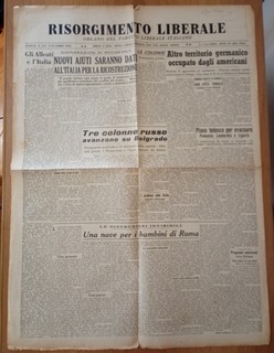 GIORNALE RISORGIMENTO LIBERALE 1944 LIBERAZIONE ALLEATI PARTITO LIBERALE